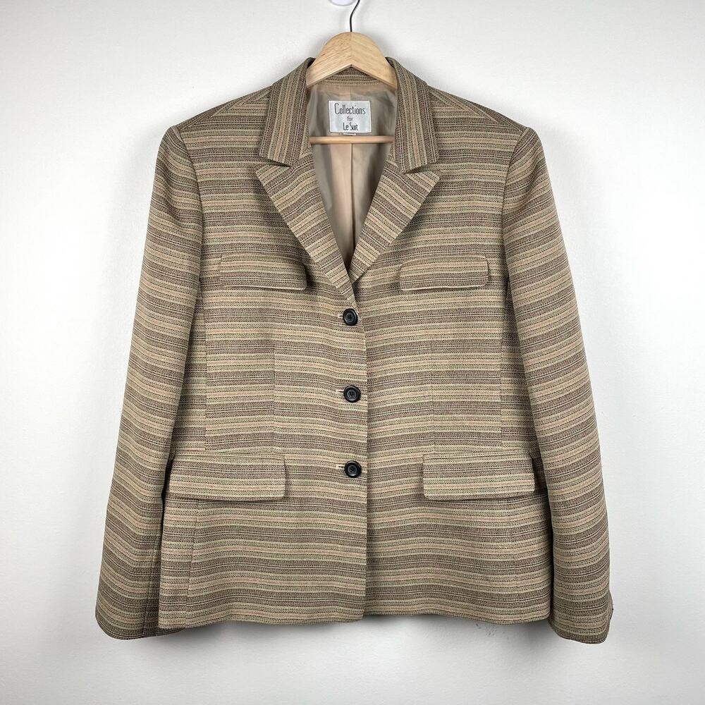 90s Vintage Striped Blazer Jacket Woven Retro Indie Size 18
